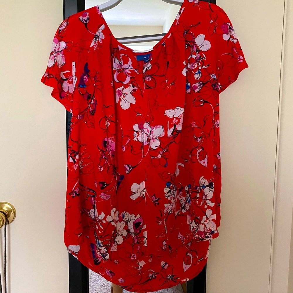 Apt. 9 Red Floral Blouse